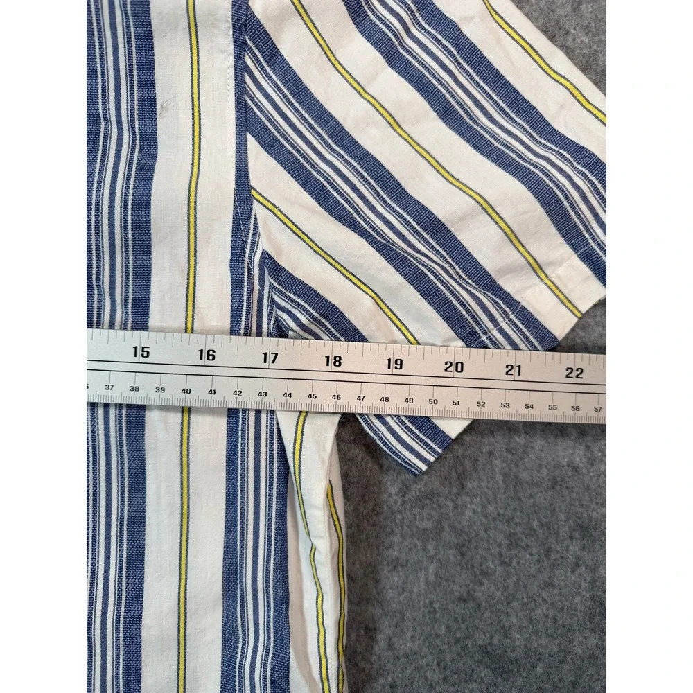 Goodfellow & Co Mens Small Short Sleeve Button Down Shirt Blue Yellow Striped
